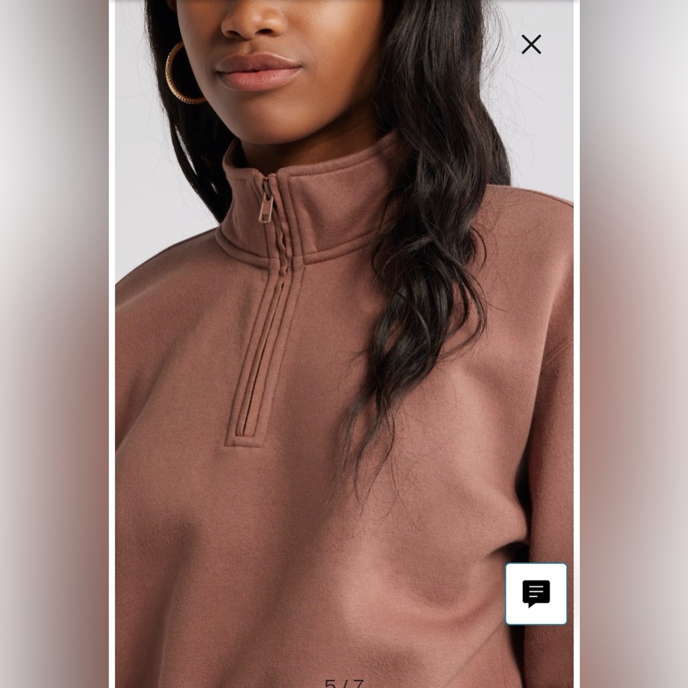 BP Nordstrom quarter zip boxy crop fleece sweatshirt athleisure - Picture 3 of 7